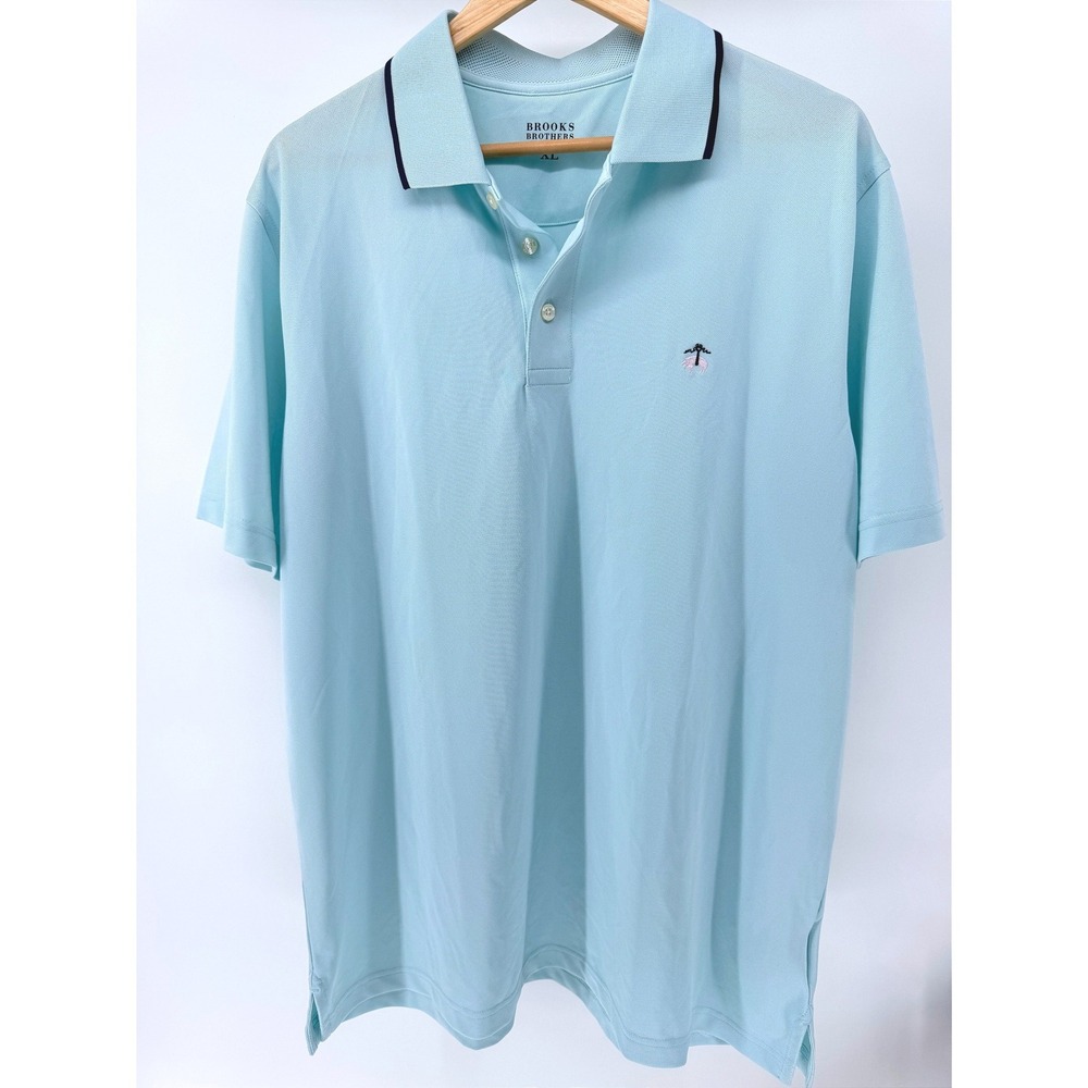 Brooks Brothers Polo Shirt Mens‎ XL Light Blue Short Sleeve Coastal Preppy
